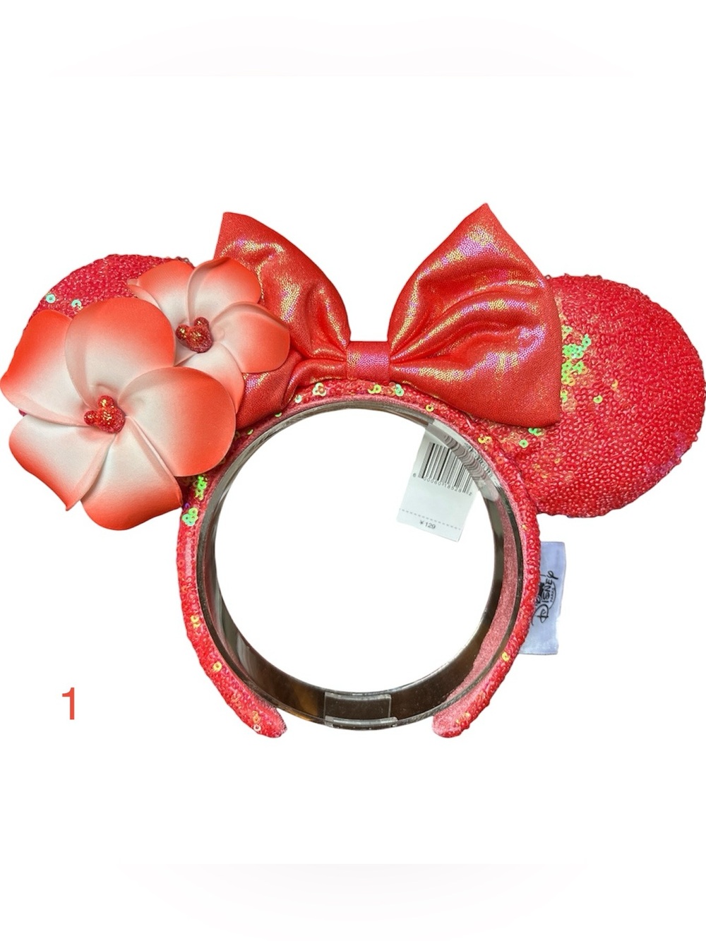 Disney Minnie Mouse Aulani Plumeria Hawaiian Pink Orange Sunset Ears NEW! 1